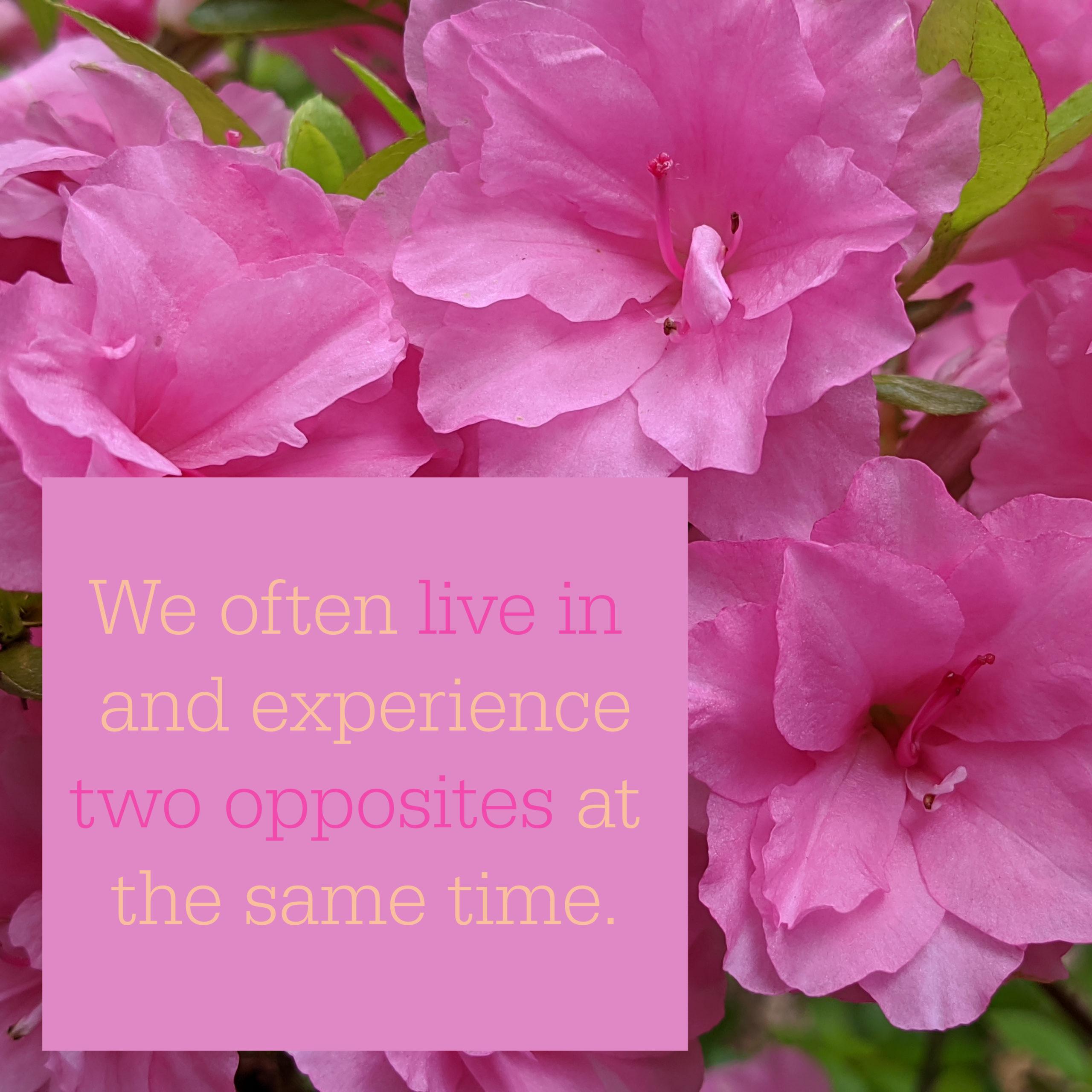 We have the ability to live between and experience two extremes.